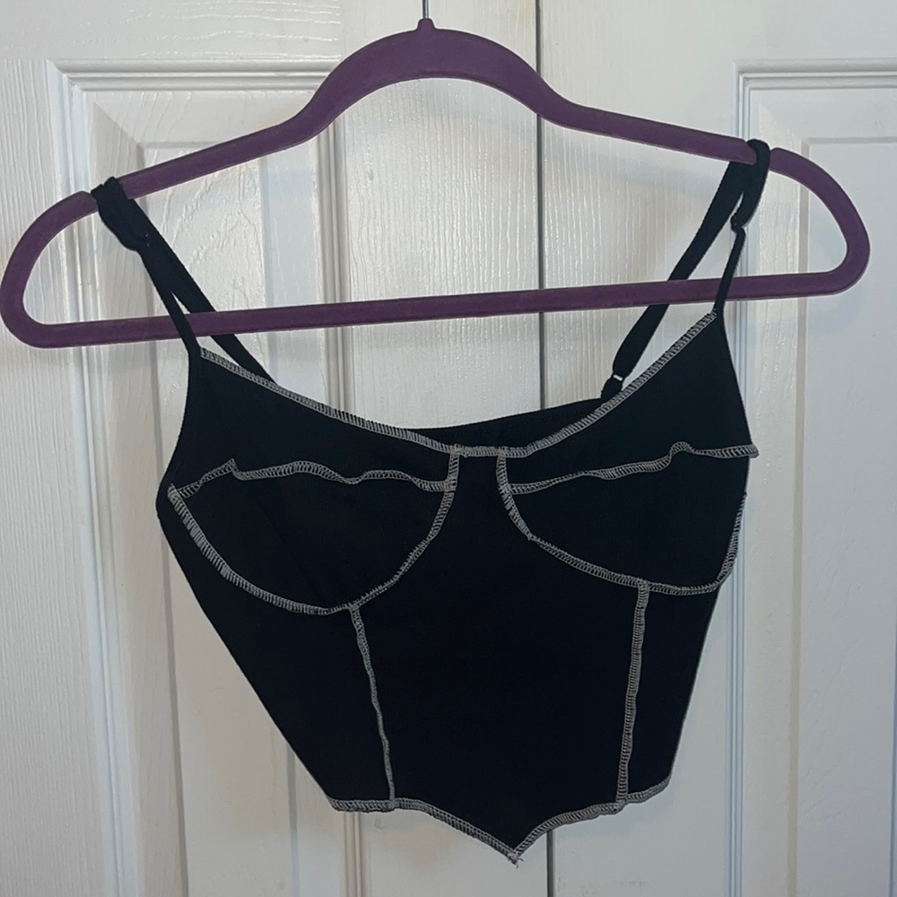 stitch work cropped tank top